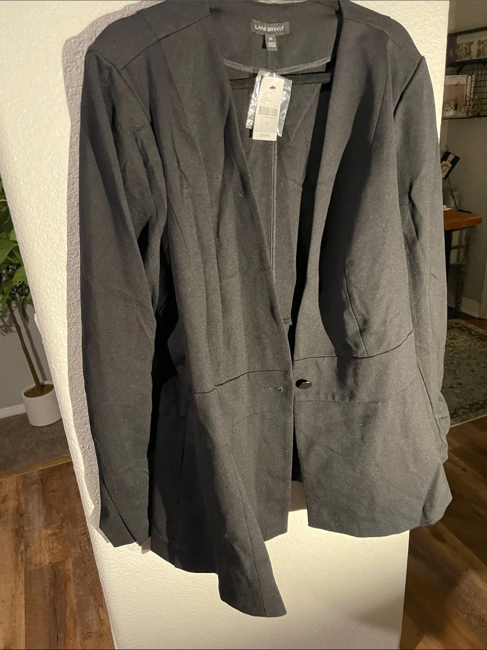 Lane Bryant Black Single-Button Open Blazer Sz 24